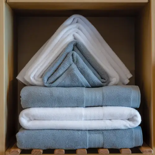 Hotelové uteráky v skrini - luxusný hotelový textil